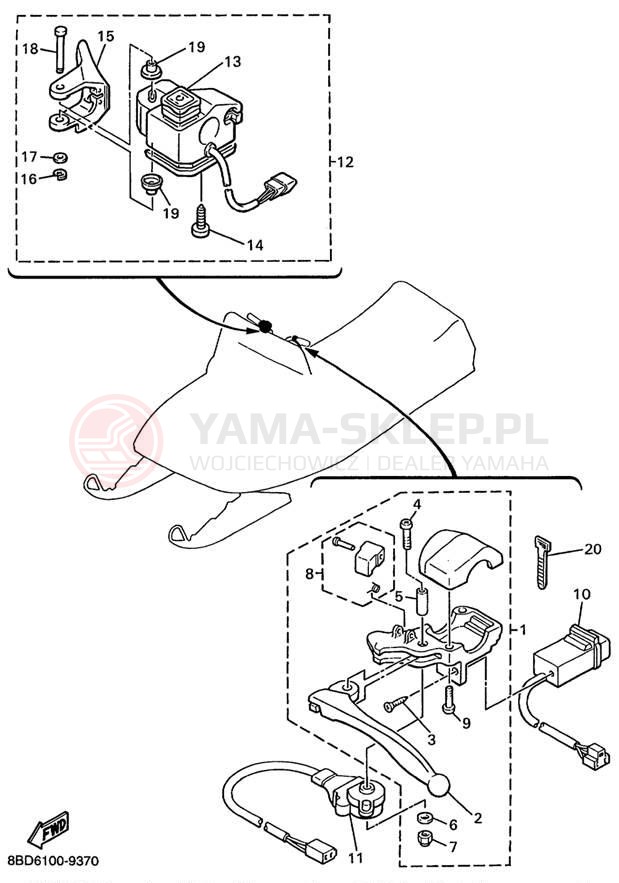 Schemat "Kierownica i osprzęt" do Yamaha BRAVO LT BR250TC