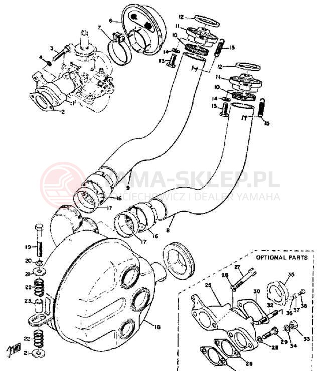 Schemat "INTAKE & EXHAUST" do Yamaha SL351