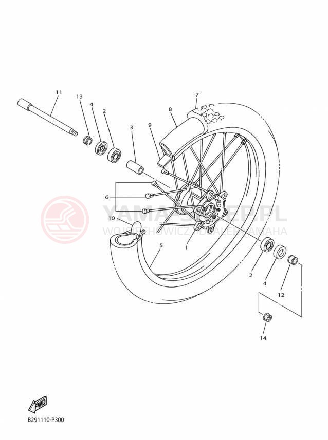 Schemat "Koło przód" do Yamaha YZ250FX YZ250FXF