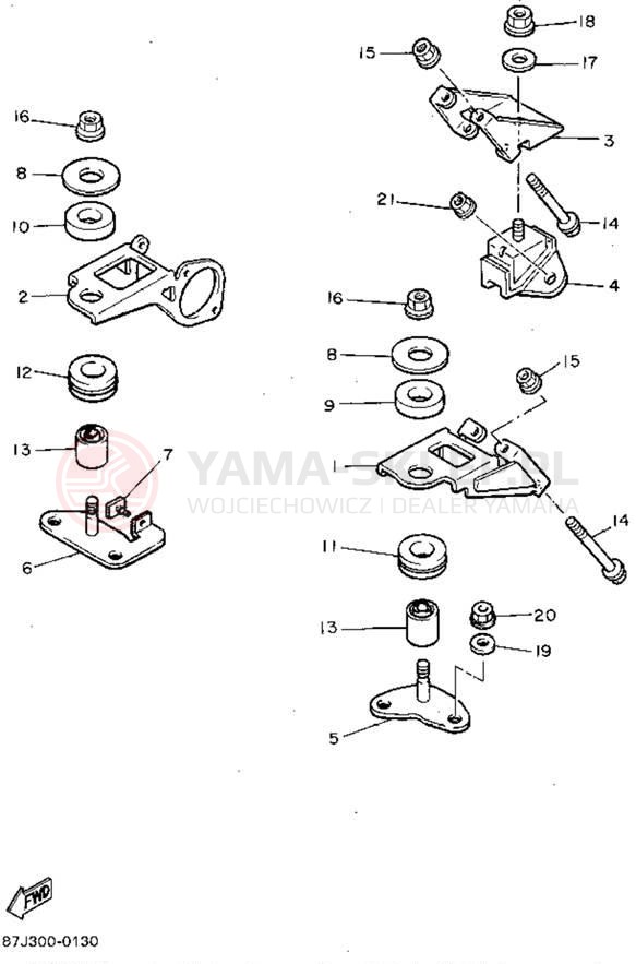 Schemat "Mocowanie silnika" do Yamaha VENTURE XL VT480V