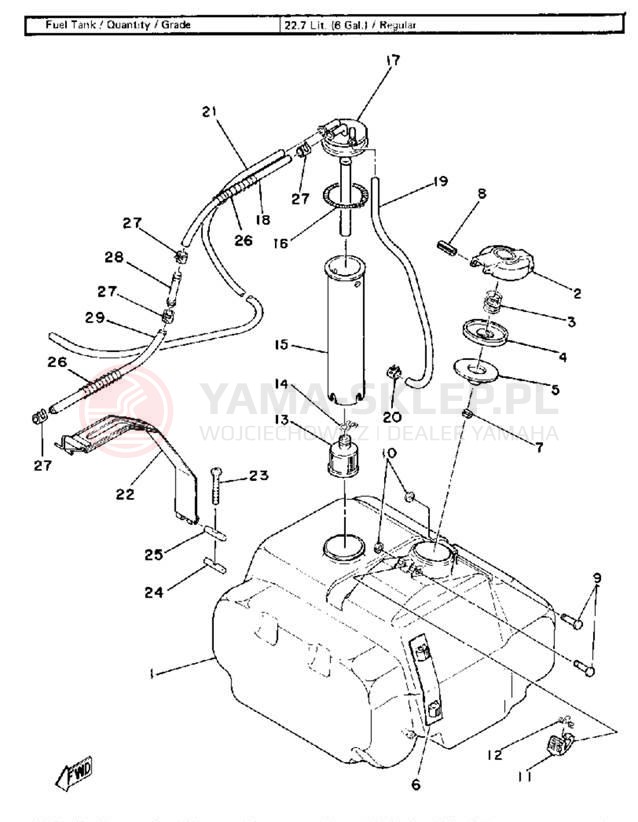 Schemat "zbiornik paliwa" do Yamaha ET340C