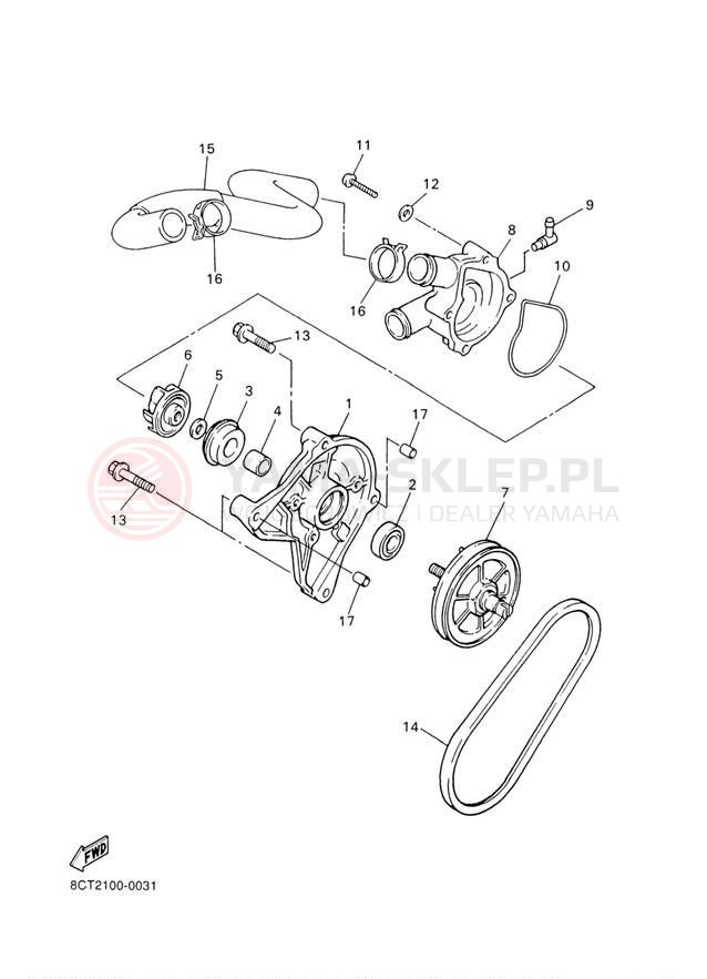 Schemat "Pompa wody" do Yamaha VENTURE 500 VT500F/VX500DXF