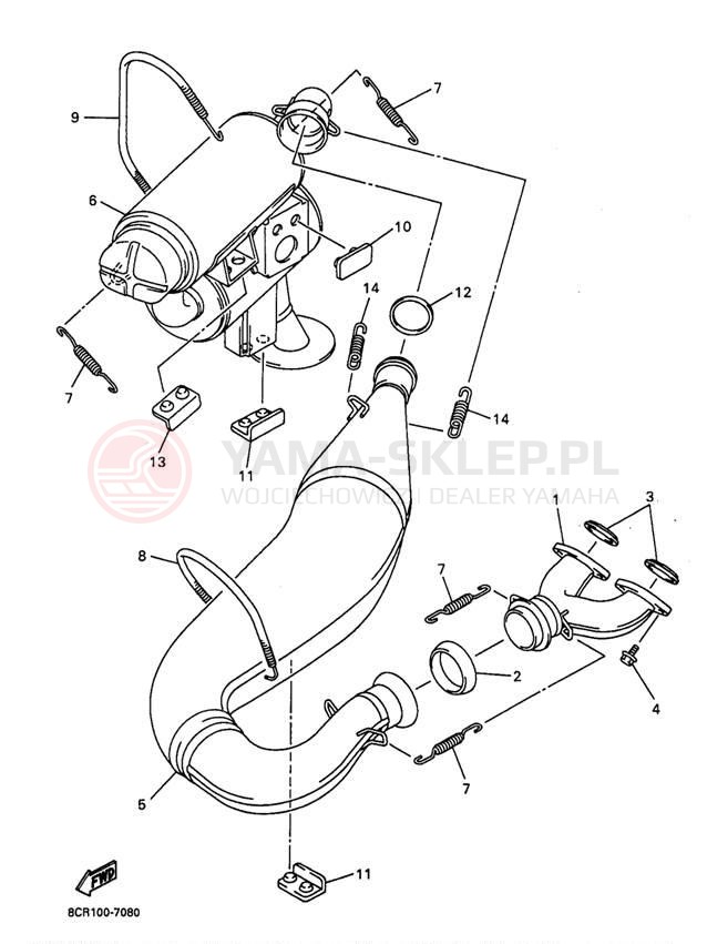 Schemat "Wydech końcowy" do Yamaha VMAX 600 XT VX600XTA/VX500XTA