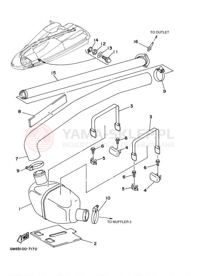 Schemat "Wydech końcowy" do Yamaha SJ700BH