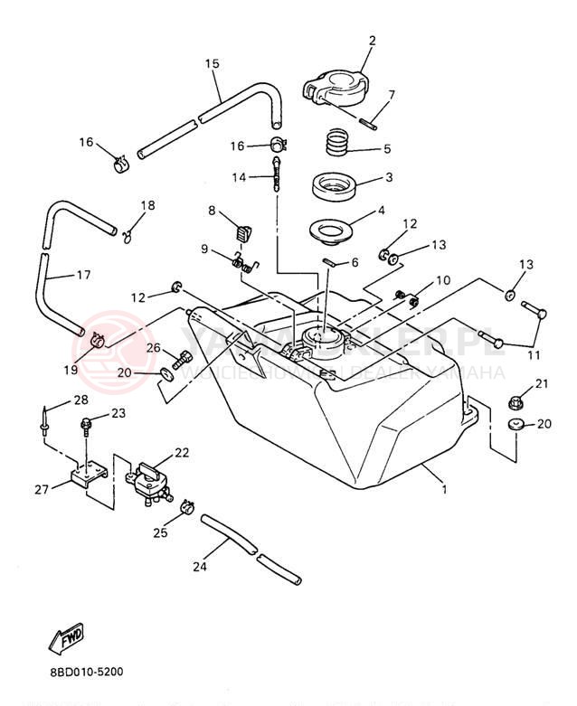 Schemat "zbiornik paliwa" do Yamaha BRAVO LT BR250TA