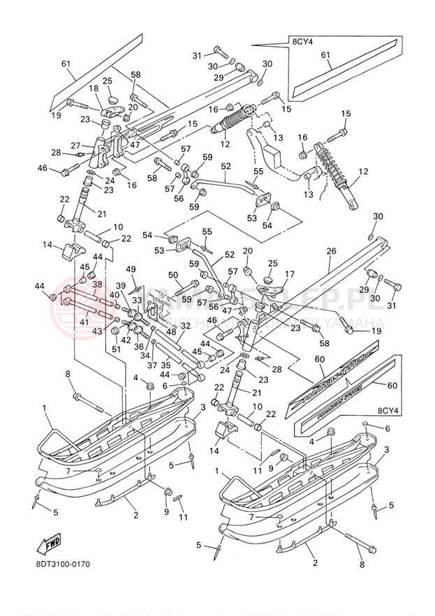 Schemat "płozy" do Yamaha VENTURE 500 VT500D/VX500DXD