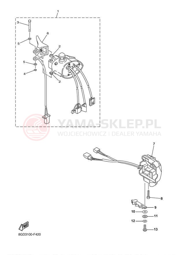 Schemat "Kierownica i osprzęt" do Yamaha RS VECTOR_GT RS90RYW/RS90GTYB