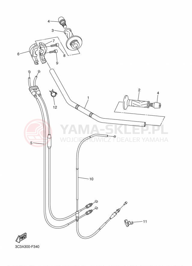 Schemat "Kierownica i osprzęt" do Yamaha FZS1 FZS10FGY/FZS10FCGY