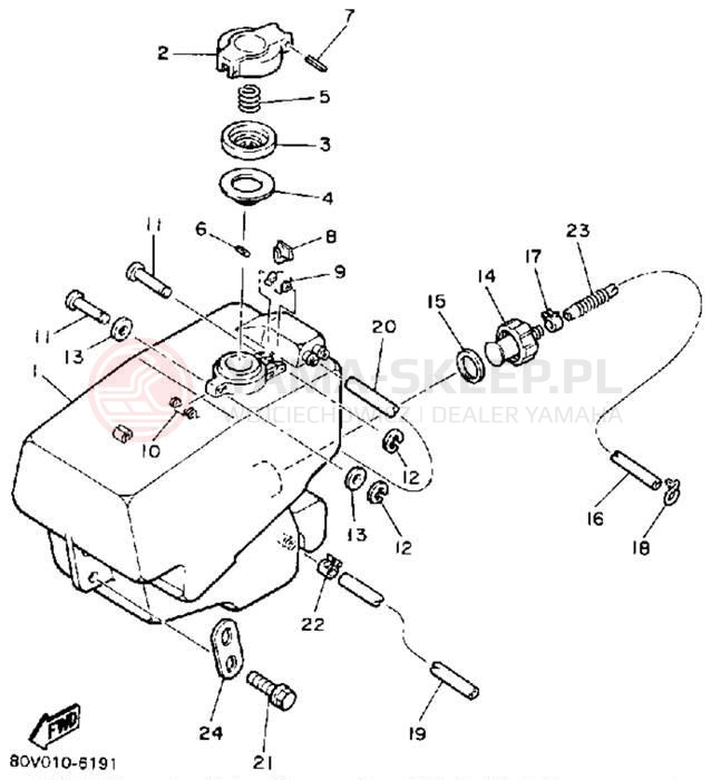 Schemat "zbiornik paliwa" do Yamaha BRAVO LT (LONG TRACK) BR250TT