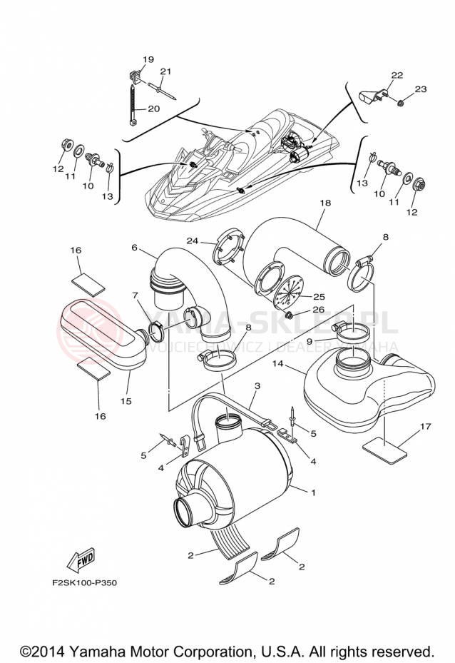 Schemat "wydech" do Yamaha WAVE RUNNER FX SHO FA1800P