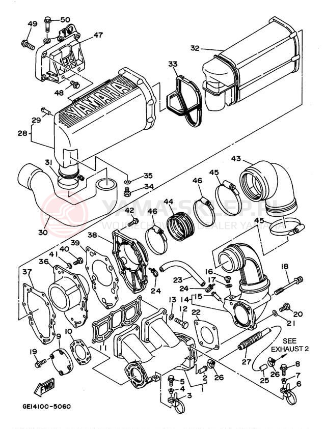 Schemat "wydech" do Yamaha WAVE RUNNER III GP WRA700T