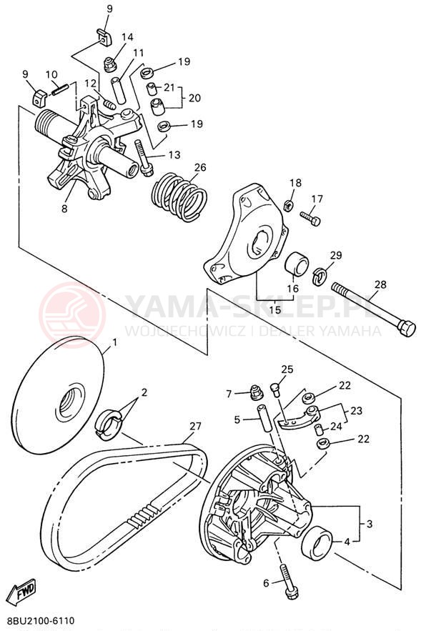 Schemat "PRIMARY SHEAVE" do Yamaha VMAX-4 MOUNTAIN MAX VX800STW