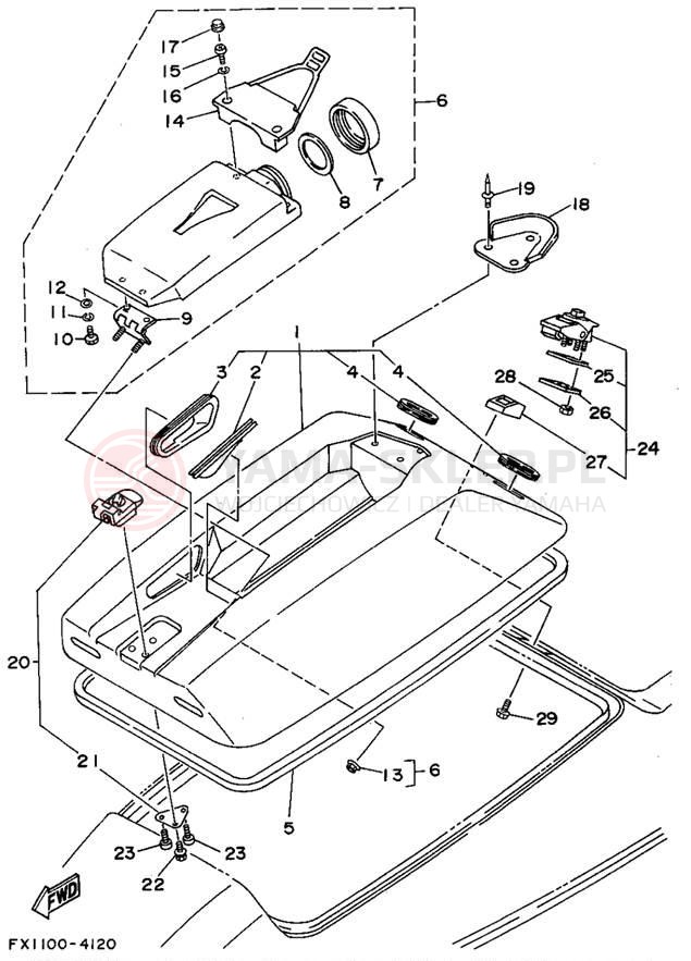 Schemat "ENGINE HATCH" do Yamaha FX-1 FX700S