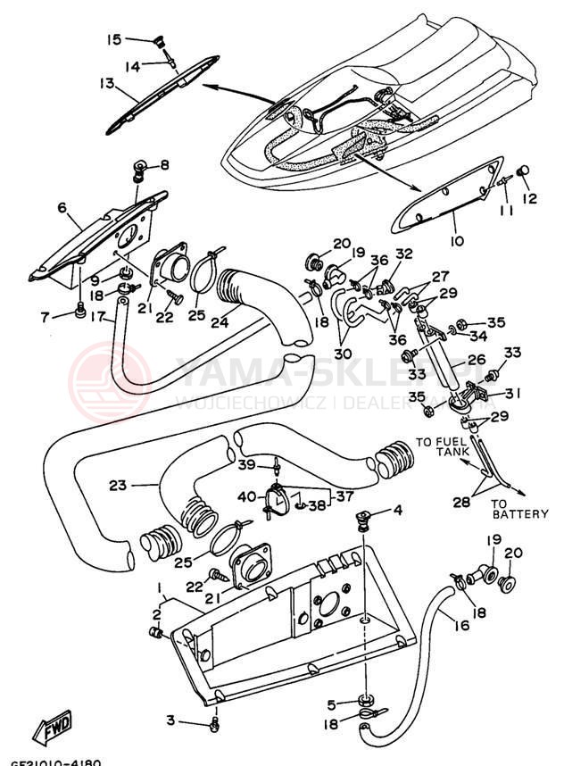 Schemat "odpowietrzenie" do Yamaha WAVE RUNNER III WRA650U