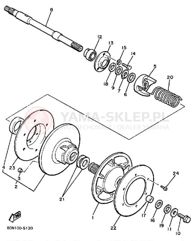 Schemat "Przeniesienie napędu" do Yamaha V-MAX VMX540L
