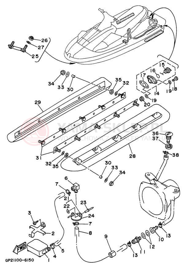 Schemat "HULL & DECK" do Yamaha WAVE RAIDER 760 RA760U