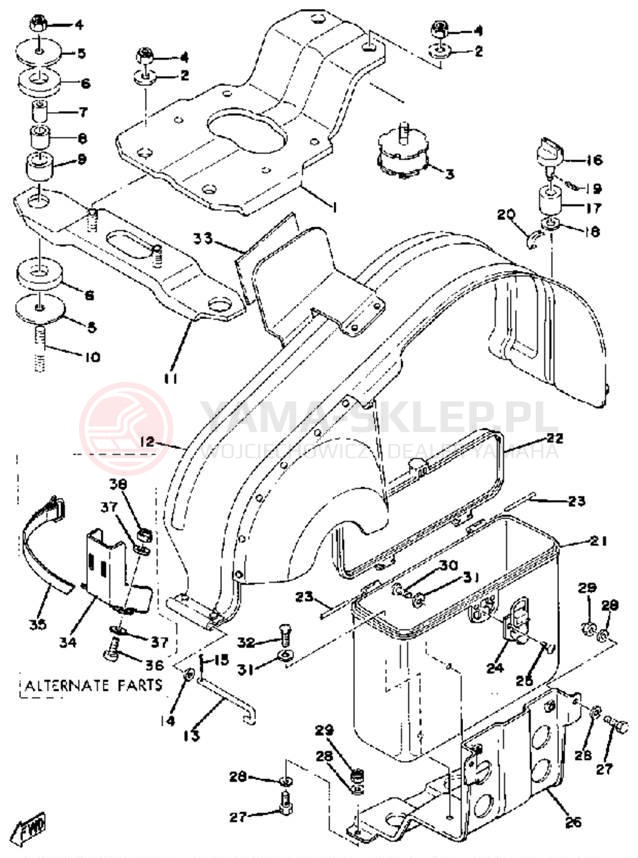 Schemat "ENGINE BRACKET - DRIVE GUARD" do Yamaha EX440C