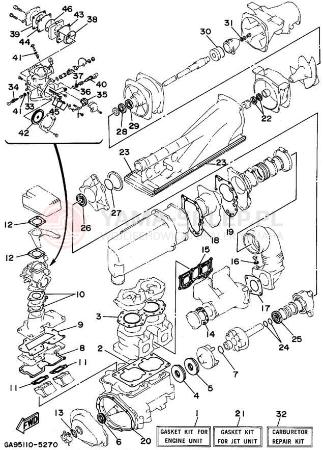 Schemat "Zestaw uszczelek" do Yamaha WAVE RUNNER III WRA650T
