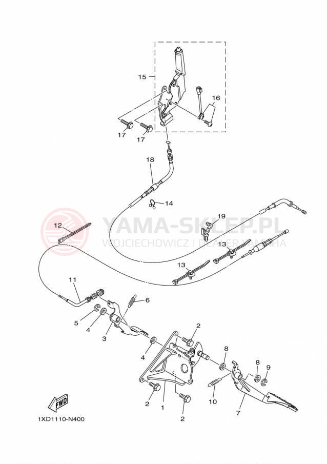 Schemat "PEDAL WIRE" do Yamaha VIKING VI HUNTER YXC700DHFH