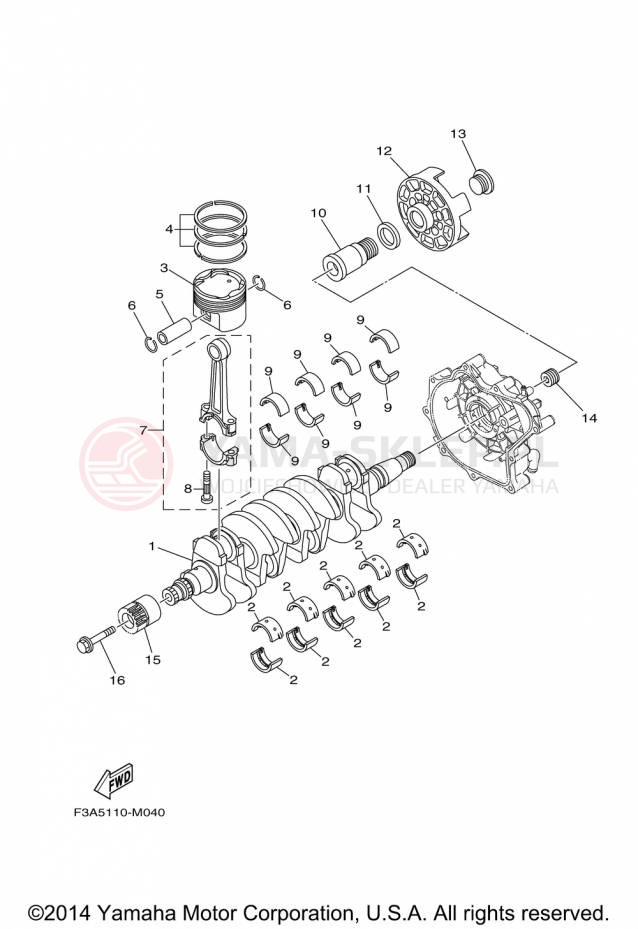Schemat "Wał korbowy, tłok" do Yamaha WAVERUNNER FX HO FB1800P