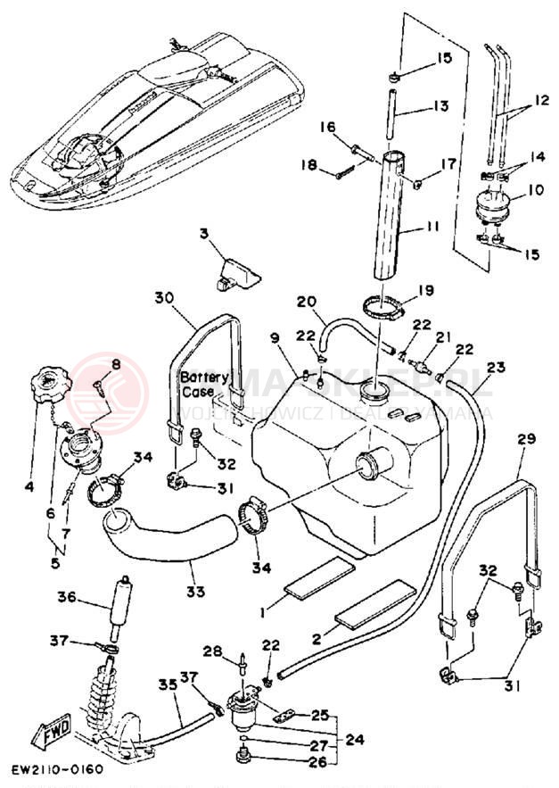 Schemat "zbiornik paliwa" do Yamaha SUPER JET SJ650Q