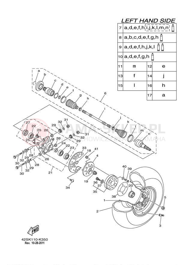 Schemat "Koło tył" do Yamaha RHINO 700 YXR7FBGR/YXR7FBL