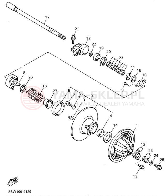 Schemat "Przeniesienie napędu" do Yamaha VMAX-4 VX750U