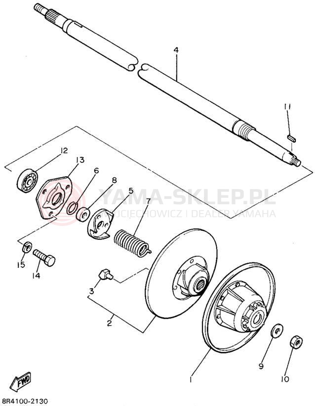 Schemat "Przeniesienie napędu" do Yamaha BRAVO LT BR250TV