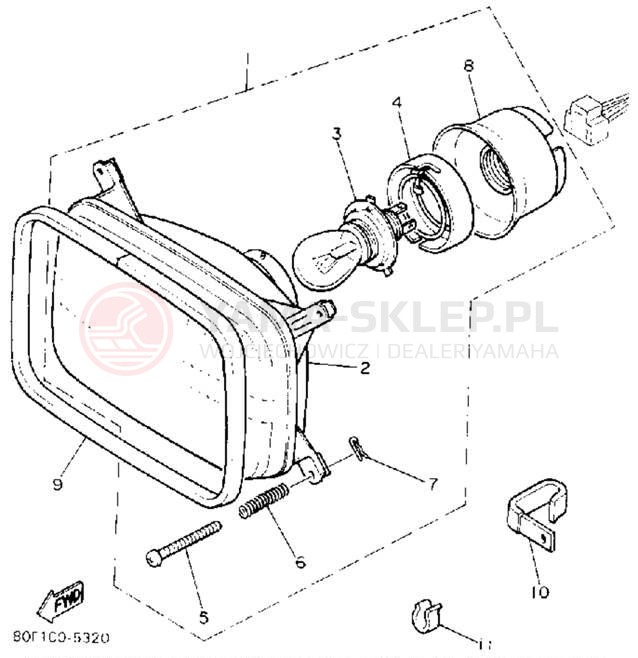 Schemat "Lampa przód" do Yamaha BRAVO BR250P