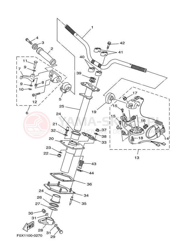 Schemat "Kierownica i osprzęt" do Yamaha GP1200 GP1200AY
