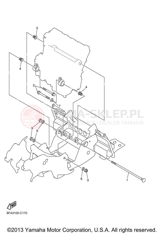 Schemat "Mocowanie silnika" do Yamaha APEX LTX RX10LTXB