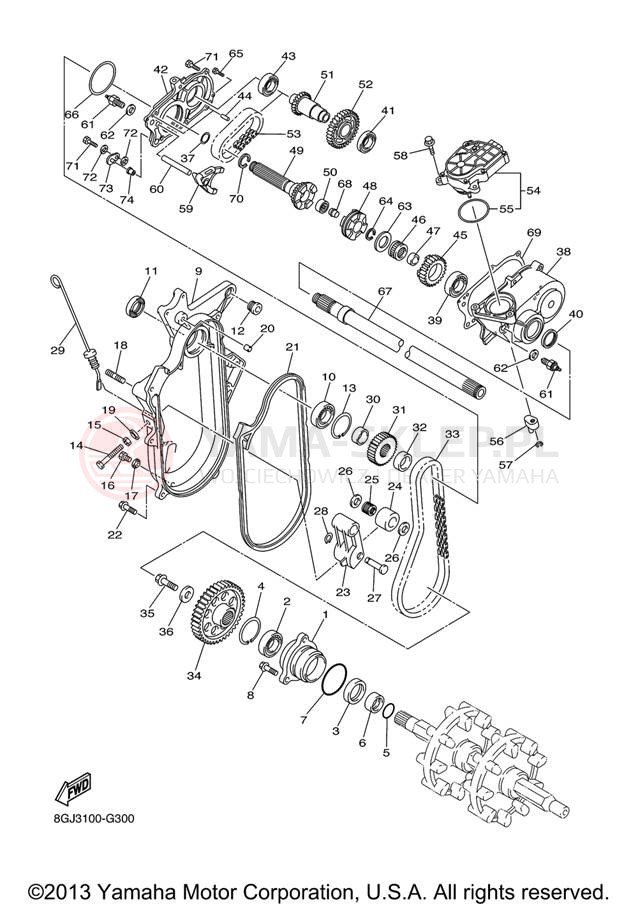 Schemat "Układ napędowy" do Yamaha VENTURE LITE PZ50VTXL/PZ50VTXR