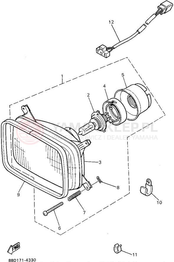 Schemat "Lampa przód" do Yamaha BRAVO LT BR250TV