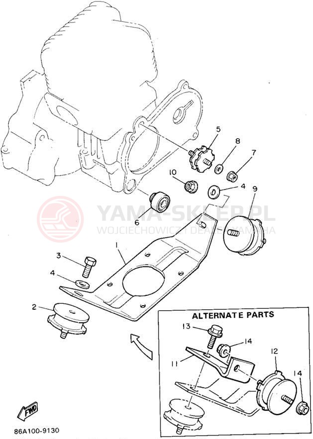 Schemat "Mocowanie silnika" do Yamaha BRAVO LT BR250TV