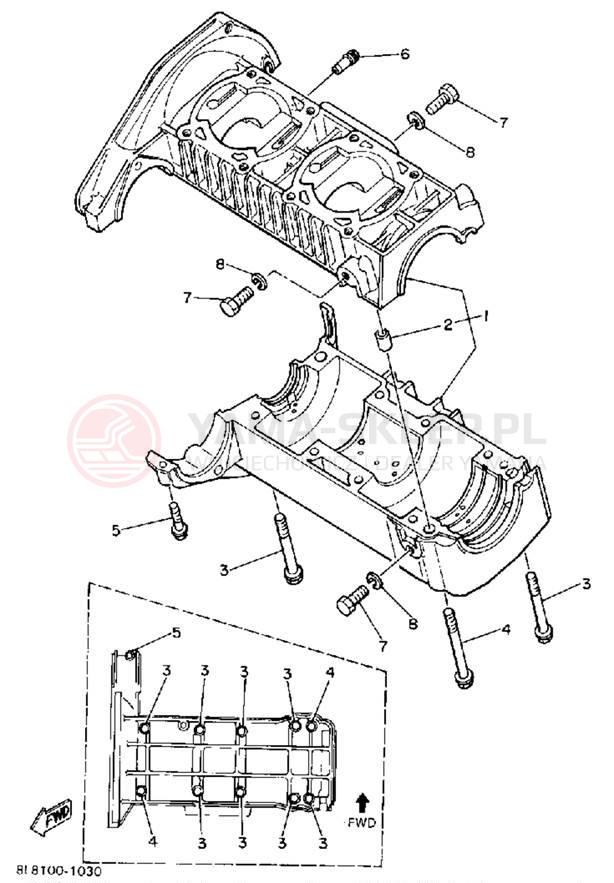 Schemat "Obudowa silnika" do Yamaha SRV SR540J