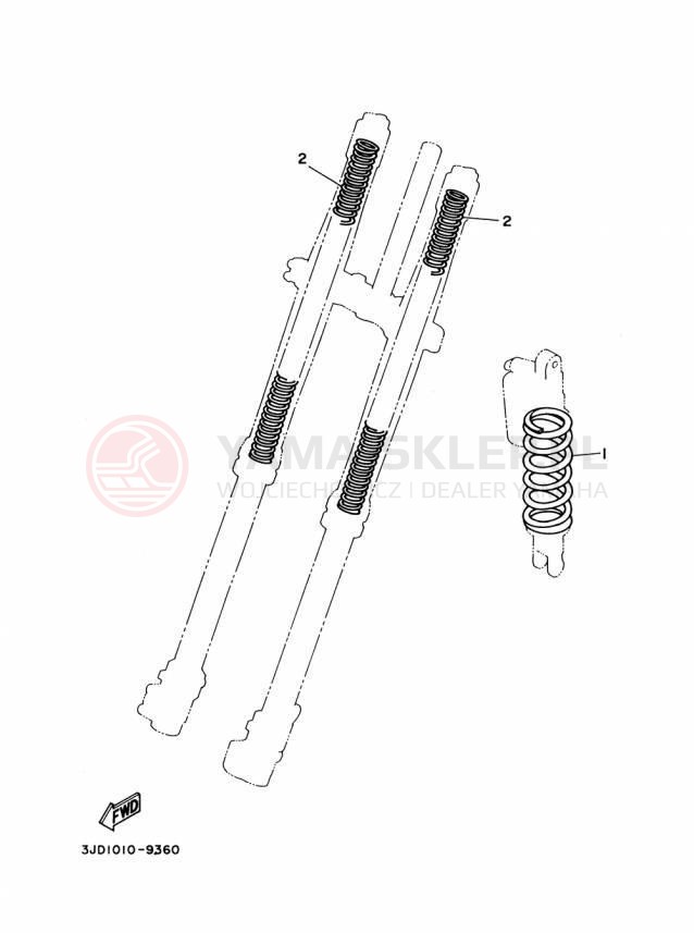 Schemat "Zawieszenie przód" do Yamaha YZ250 YZ250F2