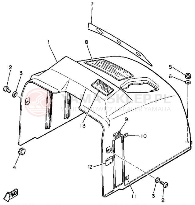 Schemat "INSTRUMENT PANEL" do Yamaha EX440E