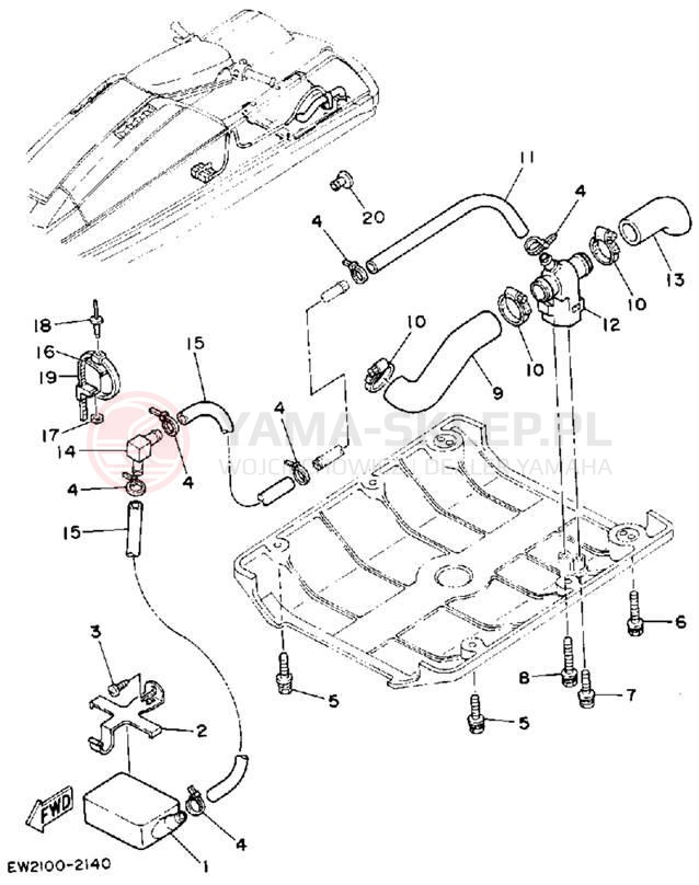 Schemat "HULL & DECK" do Yamaha SUPER JET SJ650Q