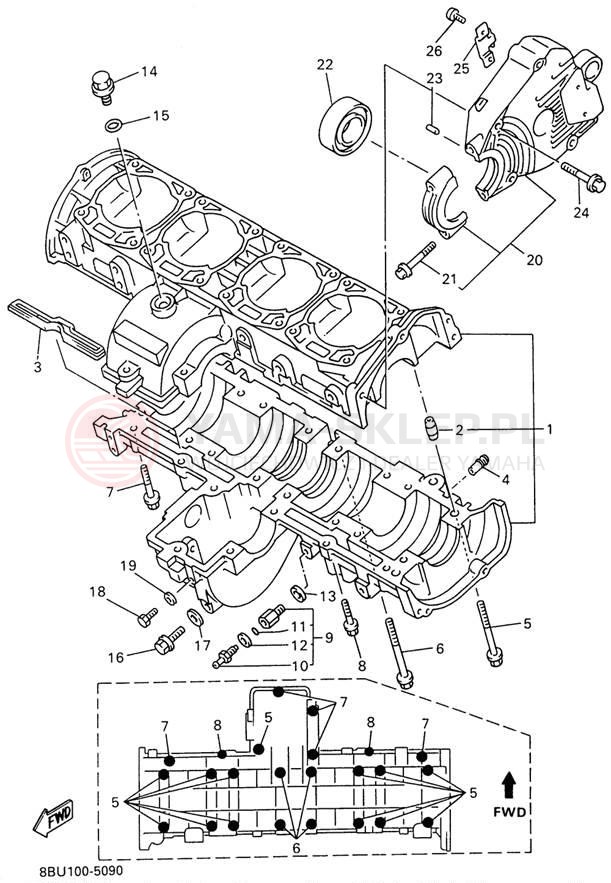 Schemat "Obudowa silnika" do Yamaha VMAX-4 MOUNTAIN MAX VX800STW