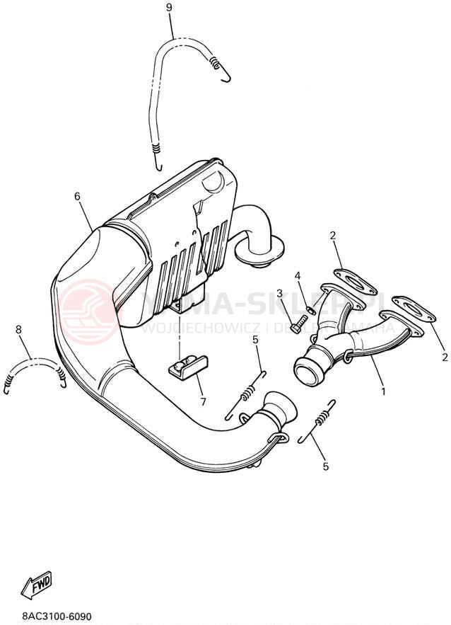 Schemat "Wydech końcowy" do Yamaha VK540 III VK540ED
