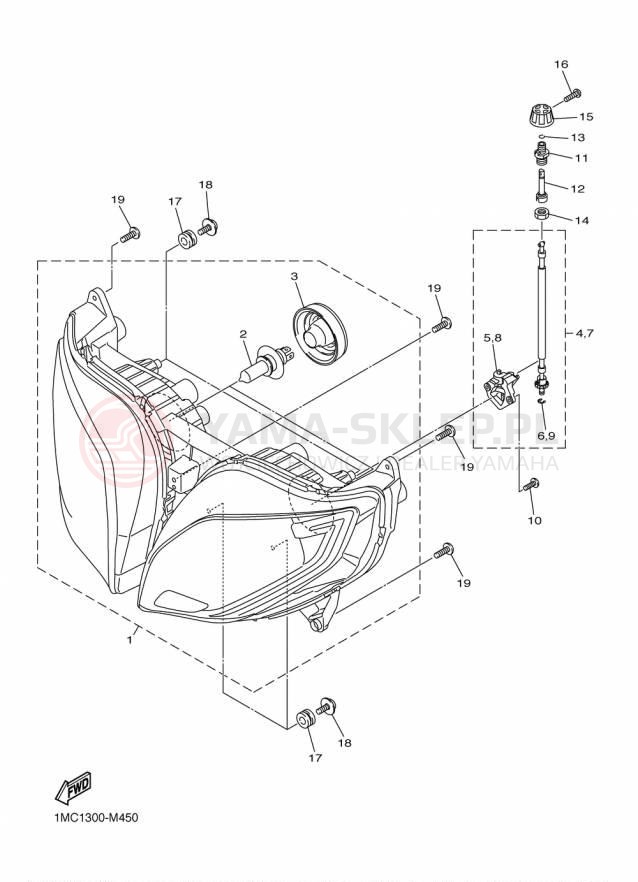Schemat "Lampa przód" do Yamaha FJR1300A FJR13AFC/FJR13AF