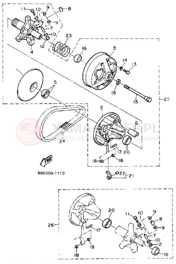 Schemat "PRIMARY SHEAVE" do Yamaha BRAVO LT (LONG TRACK) BR250TR