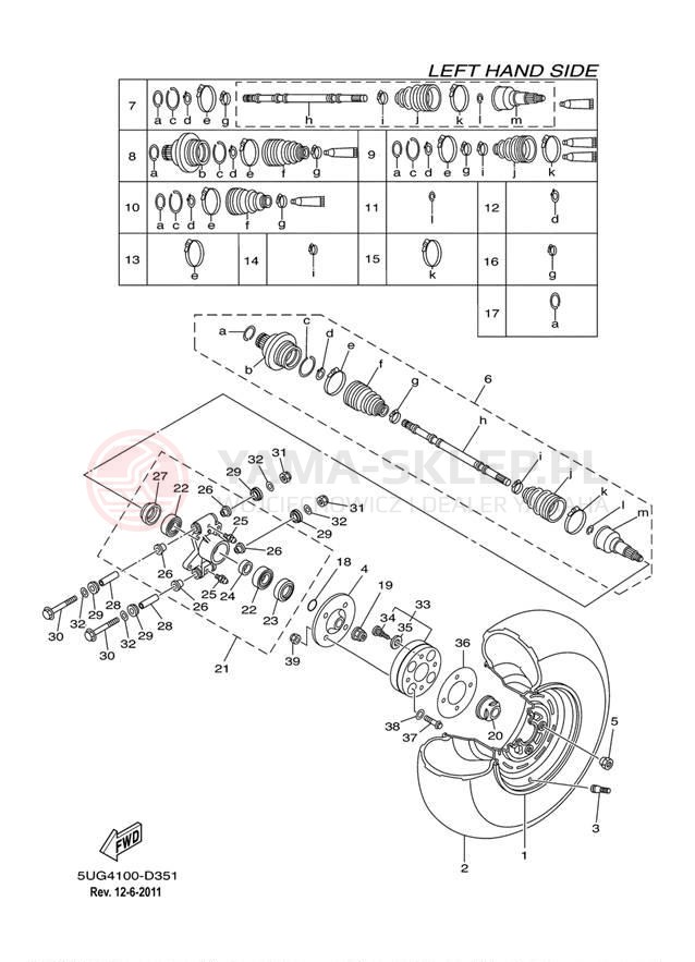 Schemat "Koło tył" do Yamaha RHINO HUNTER YXR660FAHT