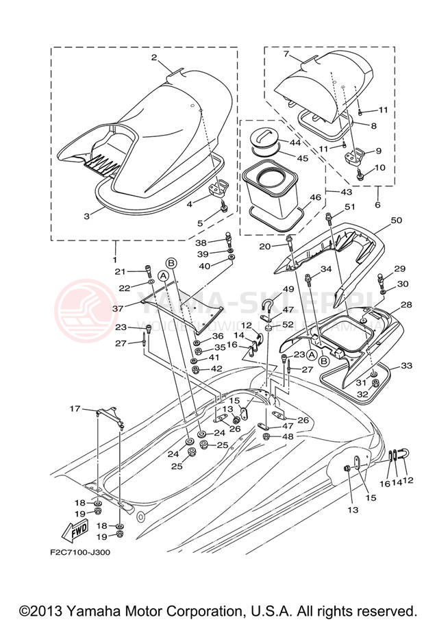 Schemat "Siedzenie i schowek" do Yamaha WAVERUNNER FZS GX1800AJ