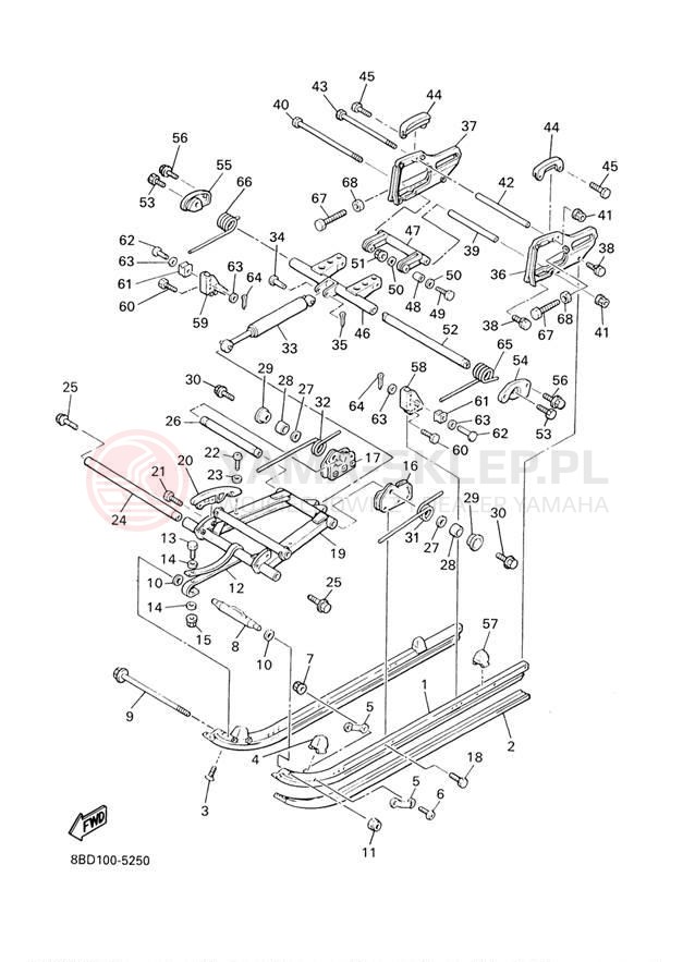Schemat "Zawieszenie gąsiennicy" do Yamaha BR250TF