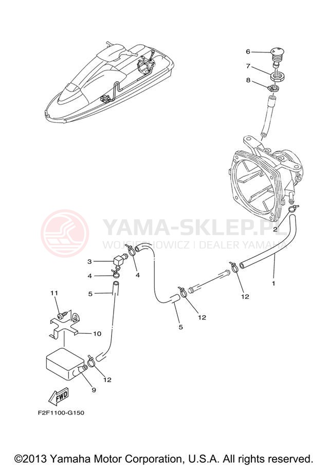 Schemat "HULL & DECK" do Yamaha SJ700BG