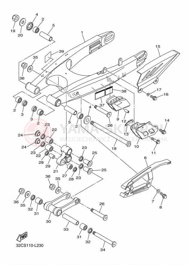 Schemat "wahacz" do Yamaha WR250R WR25RF/WR25RFC