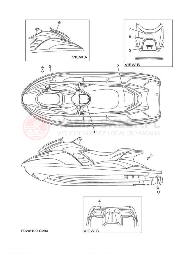 Schemat "naklejki" do Yamaha WaveRunner GP800R GP800AD