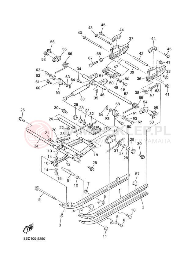 Schemat "Zawieszenie gąsiennicy" do Yamaha BRAVO T BR250TZ
