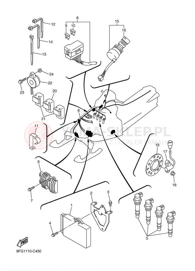 Schemat "układ elektryczny" do Yamaha RX-1 ER RX10RK/RX10RSK